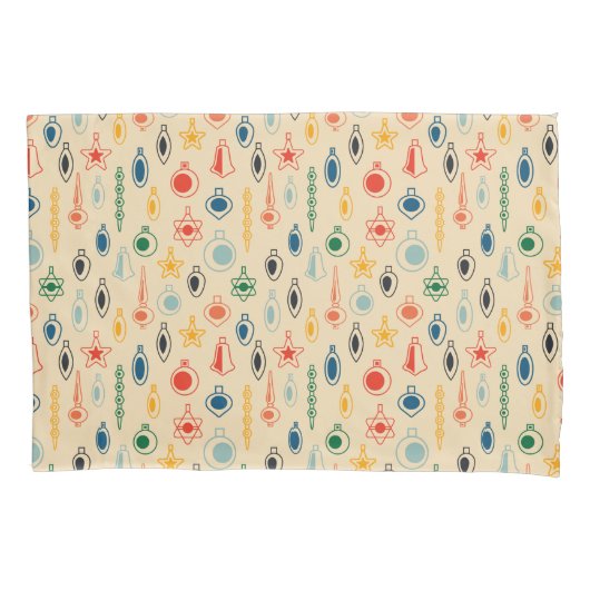 Mid Century Retro Patroon met Kerstboom Speelgoed Kussensloop (Voorkant)