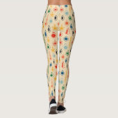 Mid Century Retro Patroon met Kerstboom Speelgoed Leggings (Achterkant)