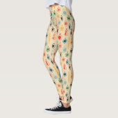 Mid Century Retro Patroon met Kerstboom Speelgoed Leggings (Links)