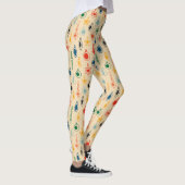 Mid Century Retro Patroon met Kerstboom Speelgoed Leggings (Rechts)