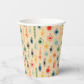 Mid Century Retro Patroon met Kerstboom Speelgoed Papieren Bekers (Voorkant)