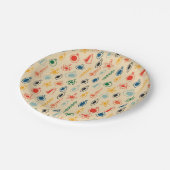 Mid Century Retro Patroon met Kerstboom Speelgoed Papieren Bordje (Gekanteld)