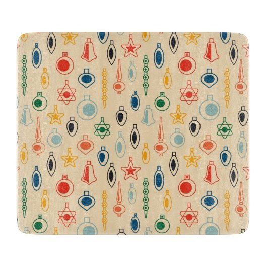 Mid Century Retro Patroon met Kerstboom Speelgoed Snijplank (Voorkant)