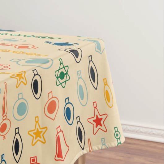 Mid Century Retro Patroon met Kerstboom Speelgoed Tafelkleed (Voorbeeld)