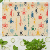 Mid Century Retro Patroon met Kerstboom Speelgoed Theedoek (Gevouwen)