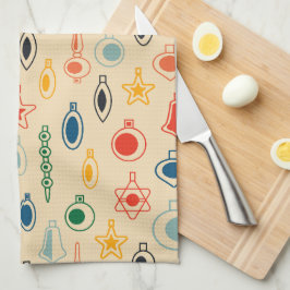 Mid Century Retro Patroon met Kerstboom Speelgoed Theedoek