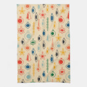 Mid Century Retro Patroon met Kerstboom Speelgoed Theedoek (Verticaal)