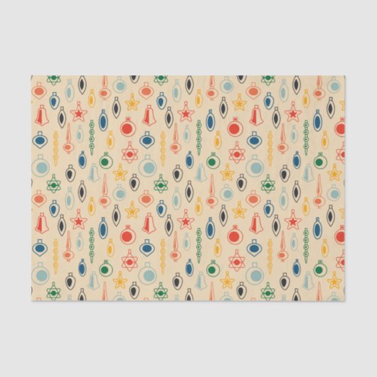 Mid Century Retro Patroon met Kerstboom Speelgoed Tissuepapier (Voorkant)