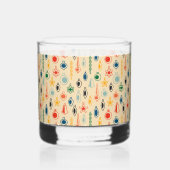 Mid Century Retro Patroon met Kerstboom Speelgoed Whisky Glas (Voorkant)