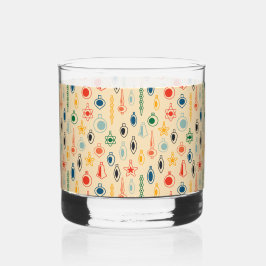 Mid Century Retro Patroon met Kerstboom Speelgoed Whisky Glas
