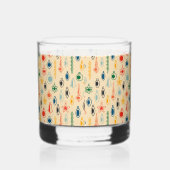 Mid Century Retro Patroon met Kerstboom Speelgoed Whisky Glas (Rechts)