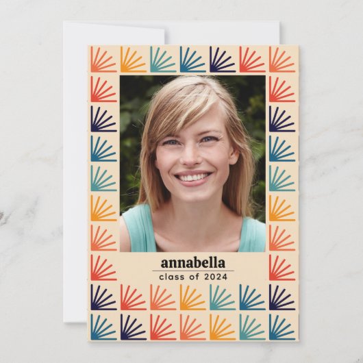 Mid Century Retro Pattern Foto's Afstuderen Kaart (Voorkant)