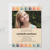 Mid Century Retro Pattern Foto's Afstuderen Kaart (Achterkant)