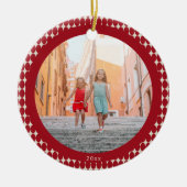 Mid Century Retro Red Baubles 2023 Foto Kerstmis Keramisch Ornament (Voorkant)