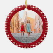 Mid Century Retro Red Baubles 2023 Foto Kerstmis Keramisch Ornament (Achterkant)