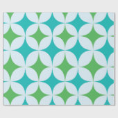 Mid Century Retro Starbursts in groen en Blauwgroe Cadeaupapier (Vlak)
