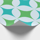 Mid Century Retro Starbursts in groen en Blauwgroe Cadeaupapier (Hoek)