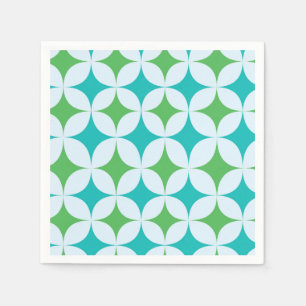 Mid Century Retro Starbursts in Groen en Teal Servet