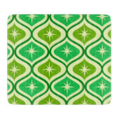 Mid Century Retro Starbursts On Green Ogee Pattern Snijplank (Voorkant)