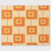 Mid Century Retro Starbursts op Abstracte Pleinen Cadeaupapier (Vlak)