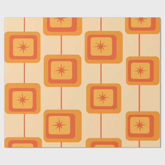Mid Century Retro Starbursts op Abstracte Pleinen Cadeaupapier (Vlak)