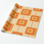 Mid Century Retro Starbursts op Abstracte Pleinen Cadeaupapier (Uitgerold)