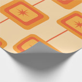 Mid Century Retro Starbursts op Abstracte Pleinen Cadeaupapier (Hoek)
