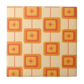 Mid Century Retro Starbursts op Abstracte Pleinen Tegeltje (Voorkant)