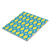 Mid Century Retro Starbursts op Blue Yellow Ogee Tegeltje (Zijkant)