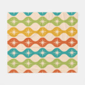 Mid Century Retro Starbursts op kleurrijke Ogee Fleece Deken (Voorkant (Horizontaal))