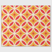 Mid Century Retro Starbursts op rode cirkels Cadeaupapier (Vlak)