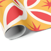 Mid Century Retro Starbursts op rode cirkels Cadeaupapier (Rol Hoek)