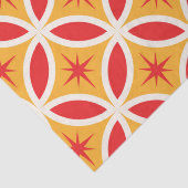 Mid Century Retro Starbursts op rode cirkels Tissuepapier (Detail)