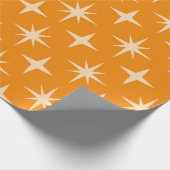 Mid Century Retro Starbursts op Sinaasappel Cadeaupapier (Hoek)