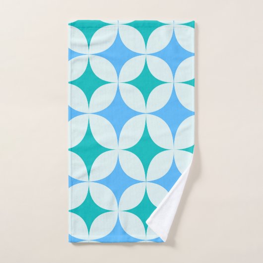 Mid Century Retro Starbursts Patroon Blauwgroen Bl Bad Handdoek (Handdoek)