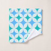 Mid Century Retro Starbursts Patroon Blauwgroen Bl Bad Handdoek (Wasdoekje)
