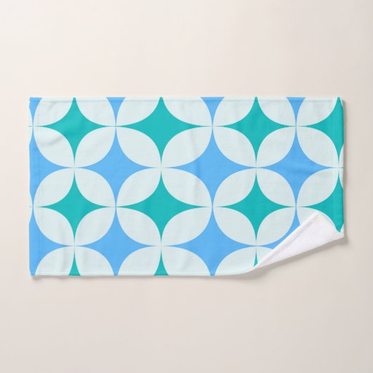 Mid Century Retro Starbursts Patroon Blauwgroen Bl Bad Handdoek (Handdoek)