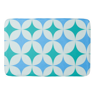 Mid Century Retro Starbursts Patroon Blauwgroen Bl Badmat