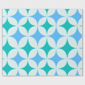 Mid Century Retro Starbursts Patroon Blauwgroen Bl Cadeaupapier (Vlak)
