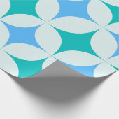 Mid Century Retro Starbursts Patroon Blauwgroen Bl Cadeaupapier (Hoek)