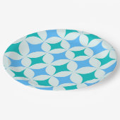Mid Century Retro Starbursts Patroon Blauwgroen Bl Papieren Bordje (Gekanteld)