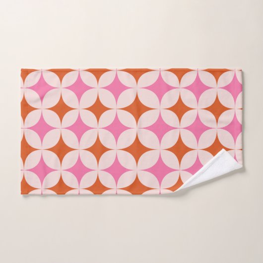 Mid Century Retro Starbursts Patroon Sinaasappel R Bad Handdoek (Handdoek)