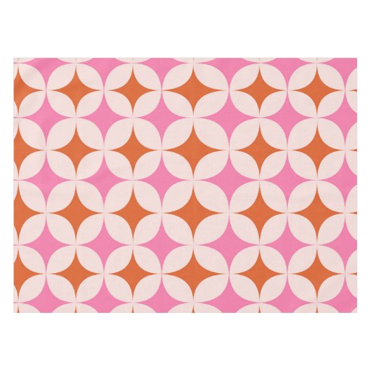 Mid Century Retro Starbursts Patroon Sinaasappel R Tafelkleed (Voorkant (Horizontaal))