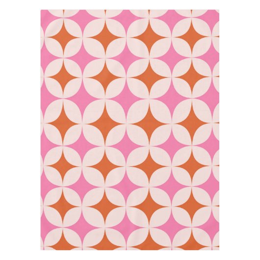 Mid Century Retro Starbursts Patroon Sinaasappel R Tafelkleed (Voorkant)