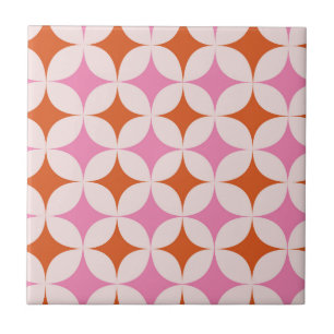 Mid Century Retro Starbursts Patroon Sinaasappel R Tegeltje