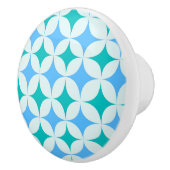 Mid Century Retro Starbursts Pattern Teal Blue Keramische Knop (Rechts)