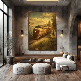 Mid-Century Retro Venice Train – Vintage European Poster