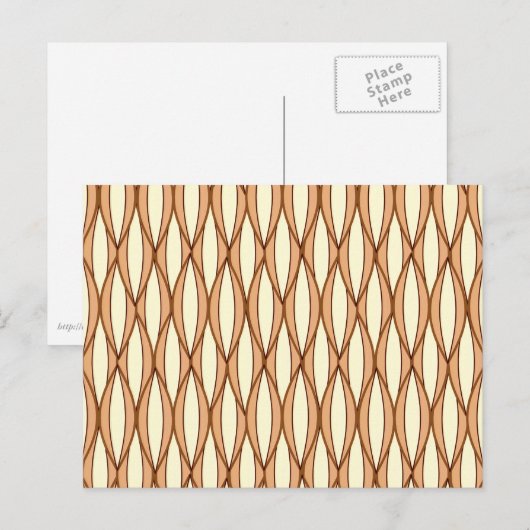 Mid-Century Ribbon Print - kamelaankleurig en crèm Briefkaart (Voorkant / Achterkant)