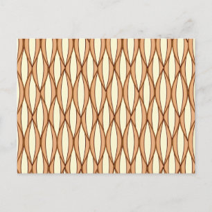 Mid-Century Ribbon Print - kamelaankleurig en crèm Briefkaart