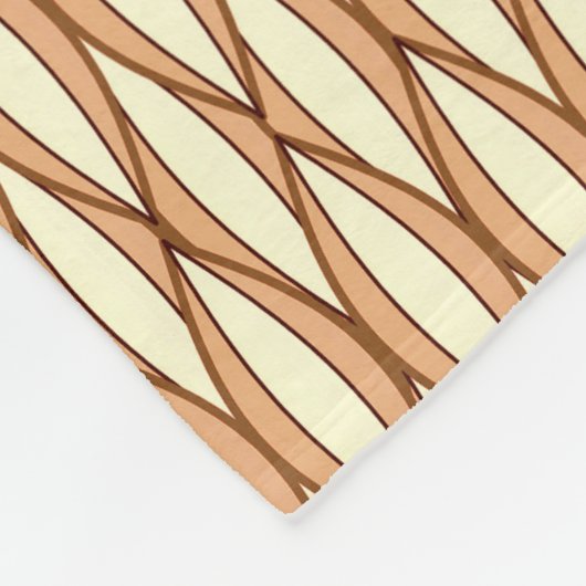 Mid-Century Ribbon Print - kamelaankleurig en crèm Fleece Deken (Hoek)